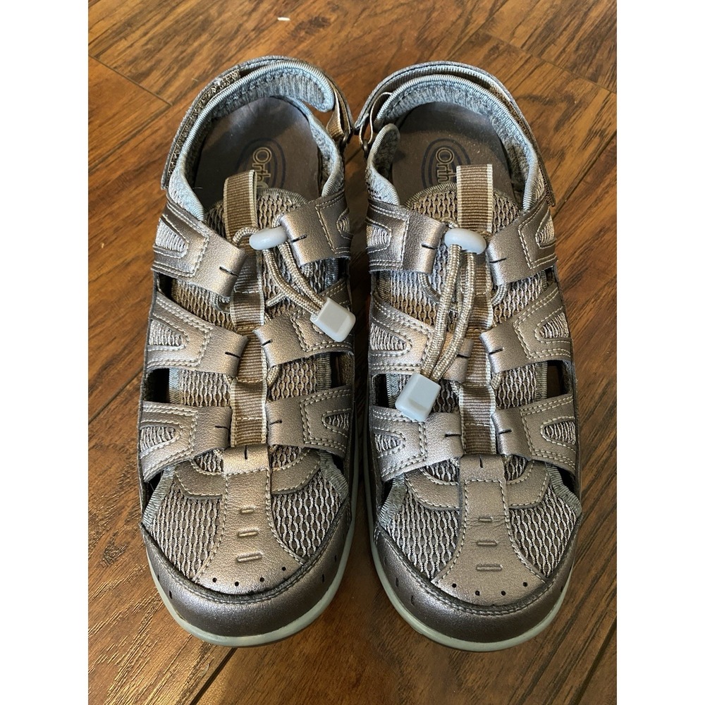 OrthoFeet Women Verona 9.5 B Pewter Teal Sandals Comfort Walking Medium